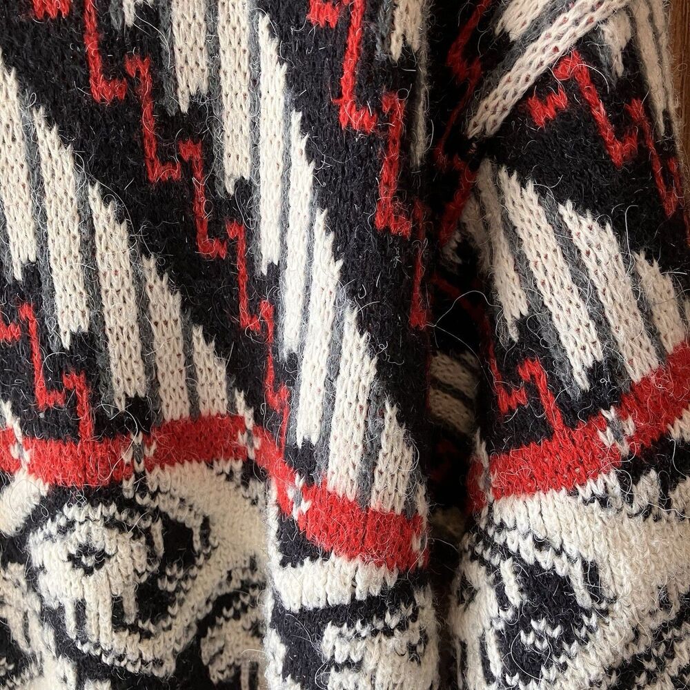 Vintage Kitty Hawk Crewneck Sweater Women's L Chunky Knit Geometric Colorful 80s - Picture 6 of 6